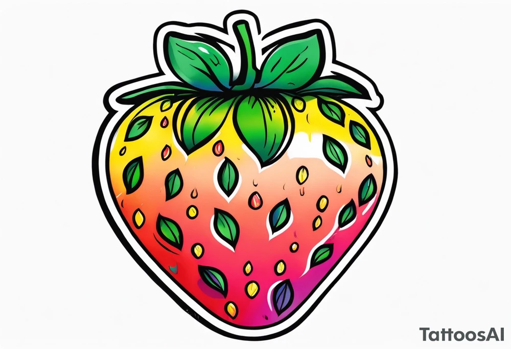 Graffiti Rainbow Strawberry tattoo idea