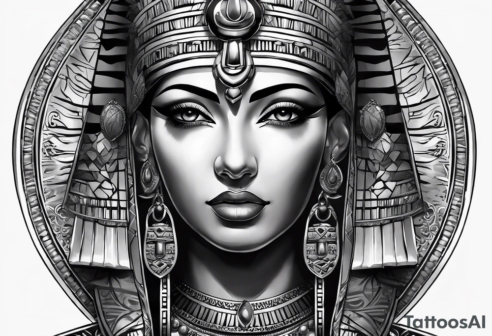 Cleopatra's face semi realism tattoo idea