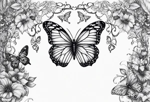 nature vines and butterflies tattoo idea