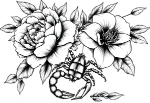 peonies and lilies with scorpion tattoo idea