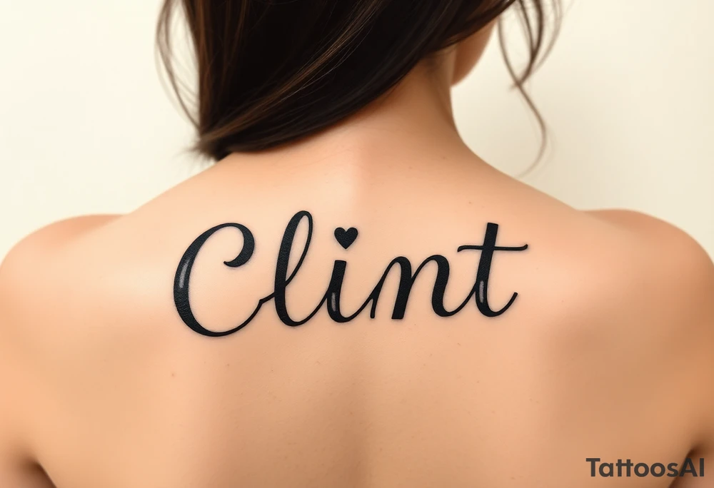 Clint spelled out in cartoon lettering tattoo idea