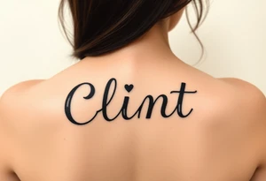 Clint spelled out in cartoon lettering tattoo idea