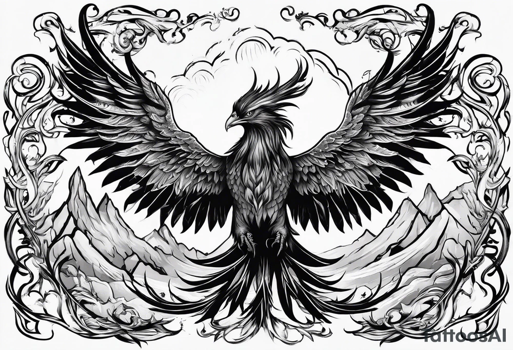 phoenix rising from ashes tattoo idea