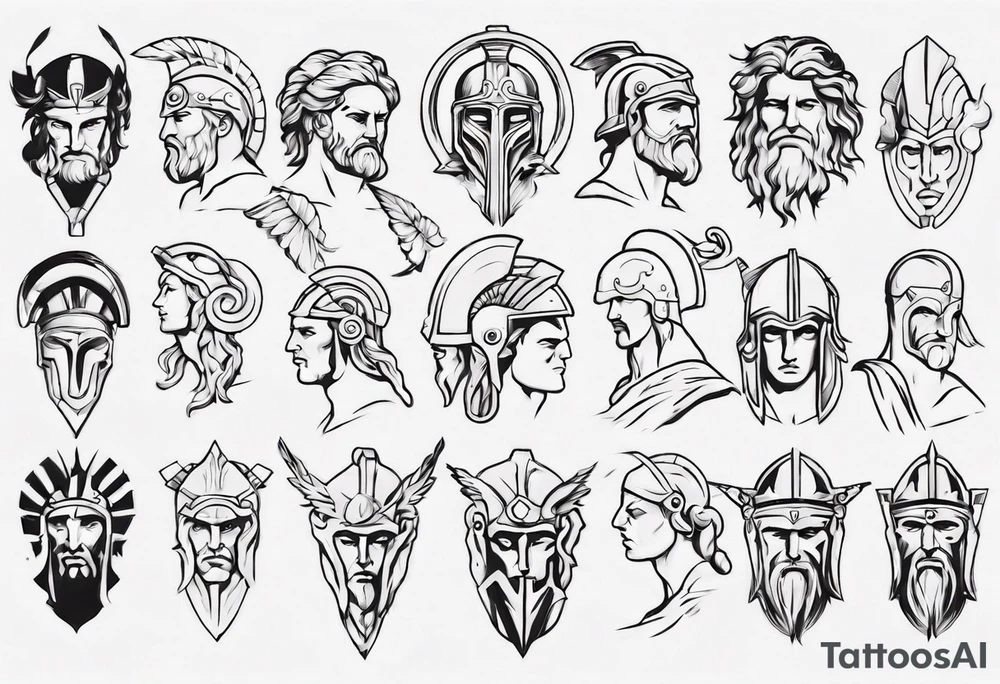 minimalist spartan/ greek/roman mythology fine-linework tattoo idea
