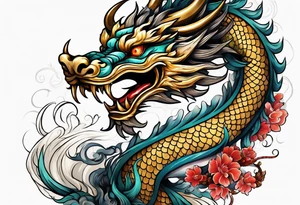 japanese dragon with dog face tattoo idea