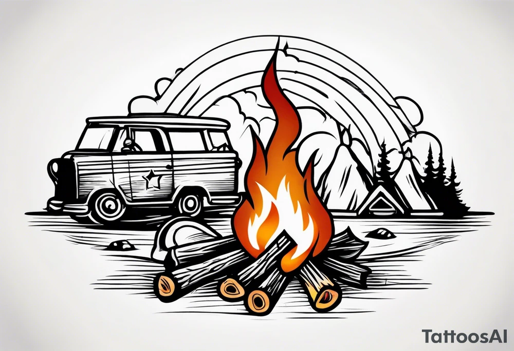 Traditional Bonfire tattoo idea