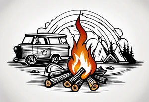 Traditional Bonfire tattoo idea