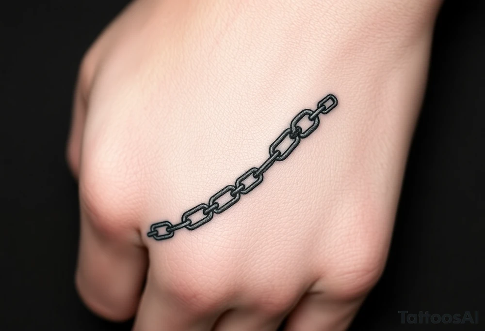 Gothic chains wrapped around outline of the index finger and connected to the thumb tattoo idea