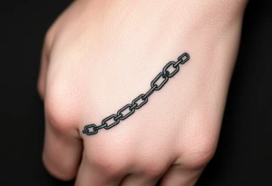 Gothic chains wrapped around outline of the index finger and connected to the thumb tattoo idea