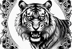 Tiger wearing crow roaring tattoo idea