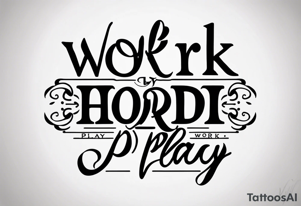 I want a tattoo containing the following two words "work hard" and "play hard". tattoo idea