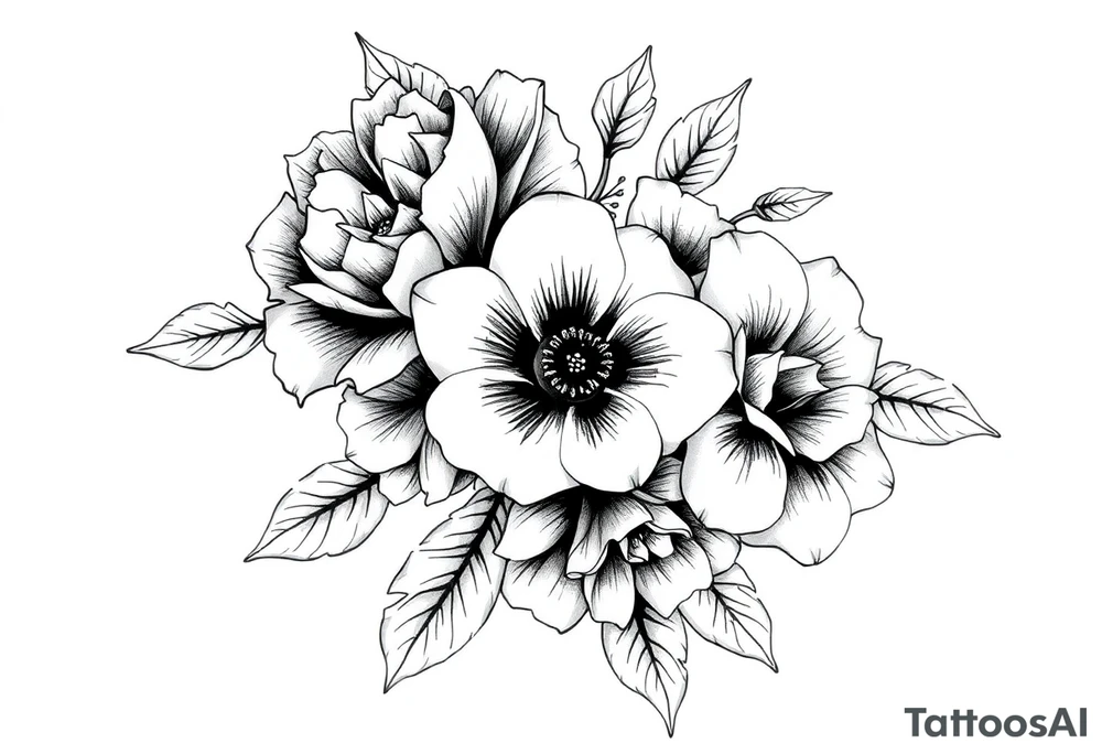 ornaments of flowers tattoo idea