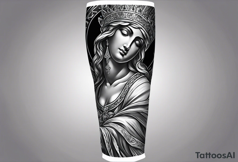 Forearm sleeve that is christian detailed and has saints tattoo idea