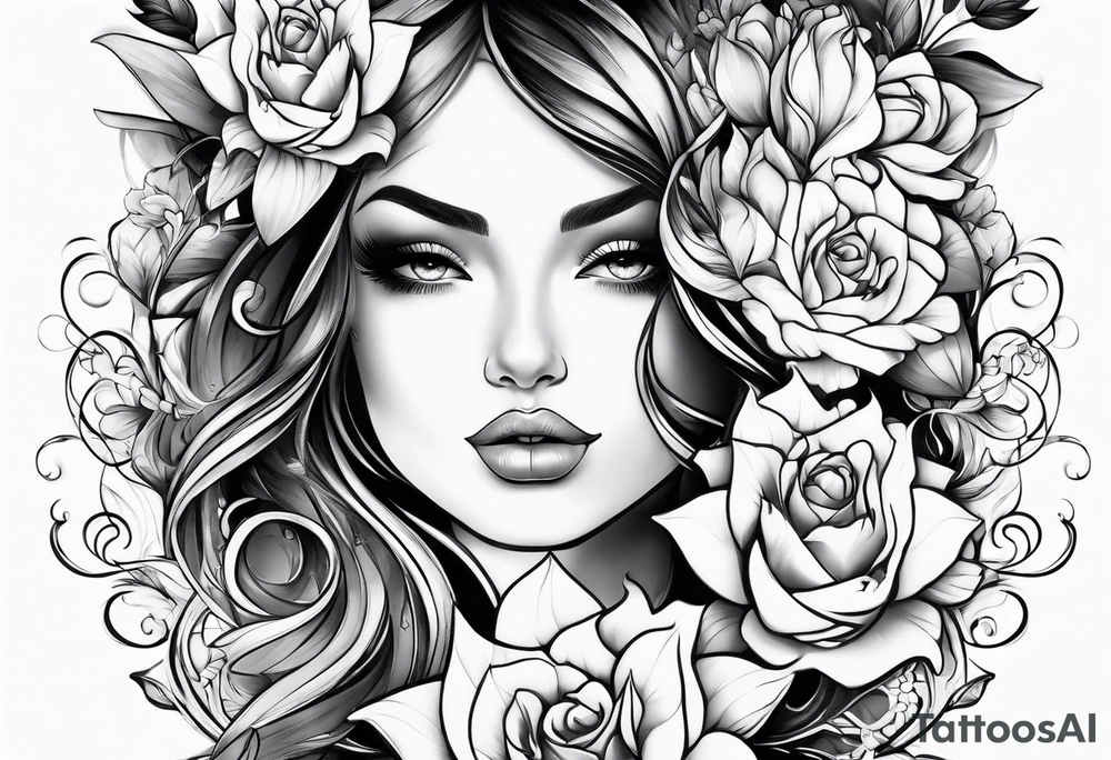 Girl flowers tattoo idea