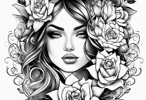 Girl flowers tattoo idea