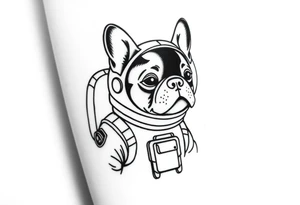 a space themed tattoo of my french bulldog mars. include elements in space. mars should be depicted as a astronaut tattoo idea