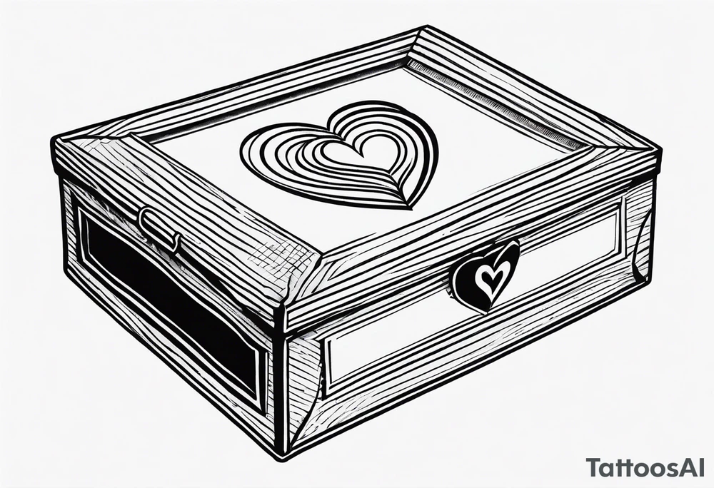 A simple vintage cigar box with a heart on it tattoo idea A simple vintage cigar box with a heart on it tattoo idea