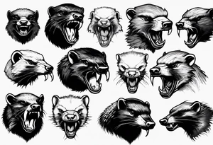 Angry, snarling, detailed honey badger tattoo idea