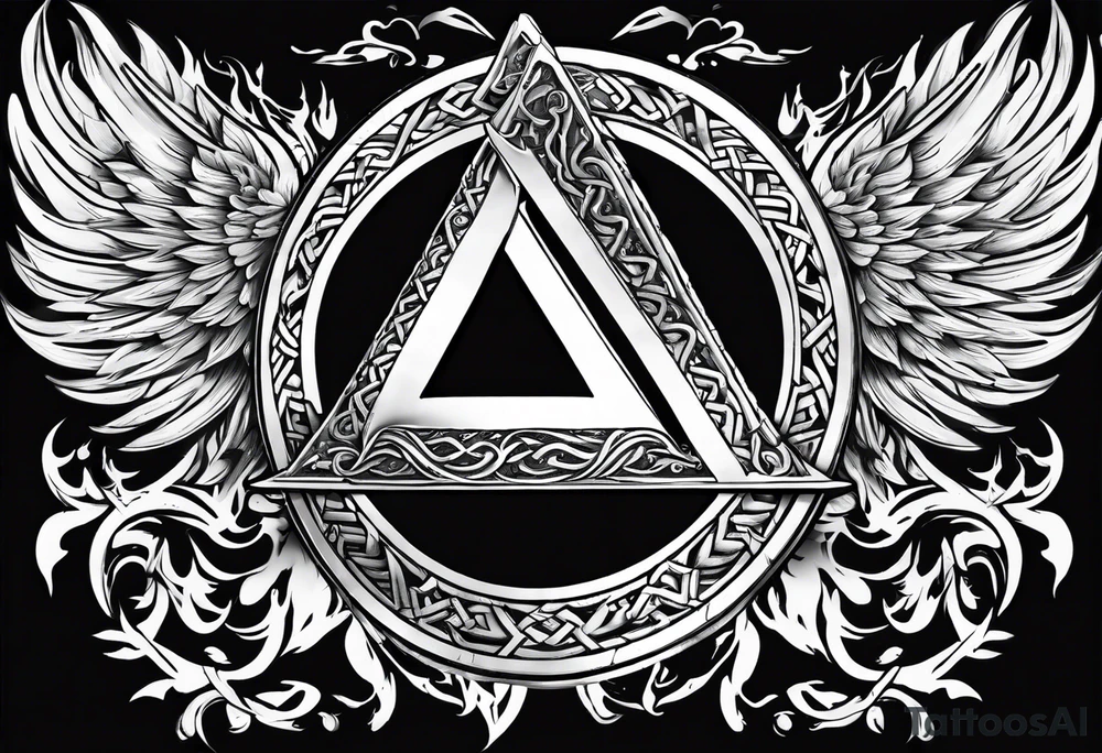 Valhalla shield valknut sword axe flames cloud tattoo idea Valhalla shield valknut sword axe flames cloud tattoo idea