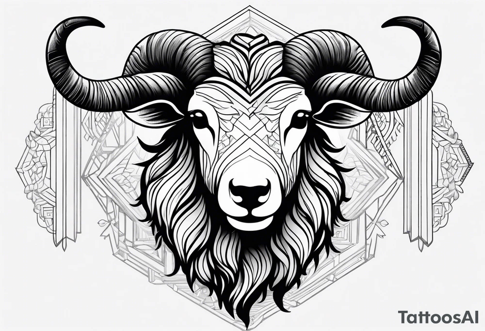 Black sheep with horns and angles for arm tattoo tattoo idea