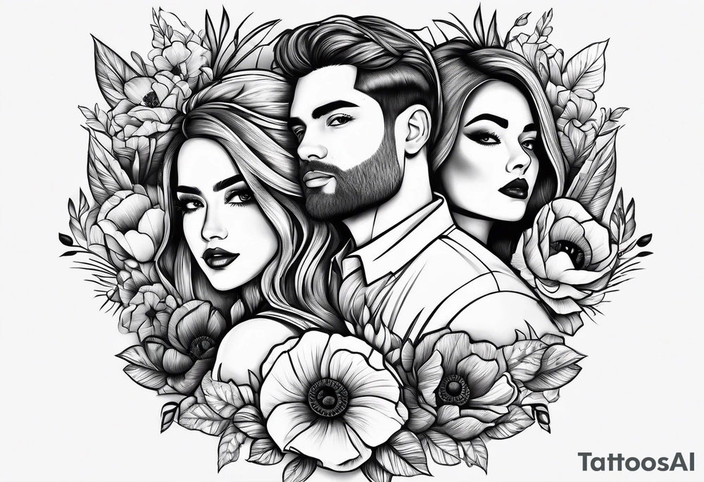 Son and daughter named Poppy and Owen tattoo idea
