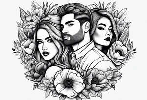 Son and daughter named Poppy and Owen tattoo idea
