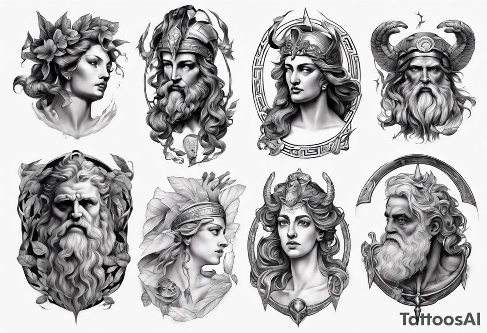 realistic greek mythology tattoo idea
