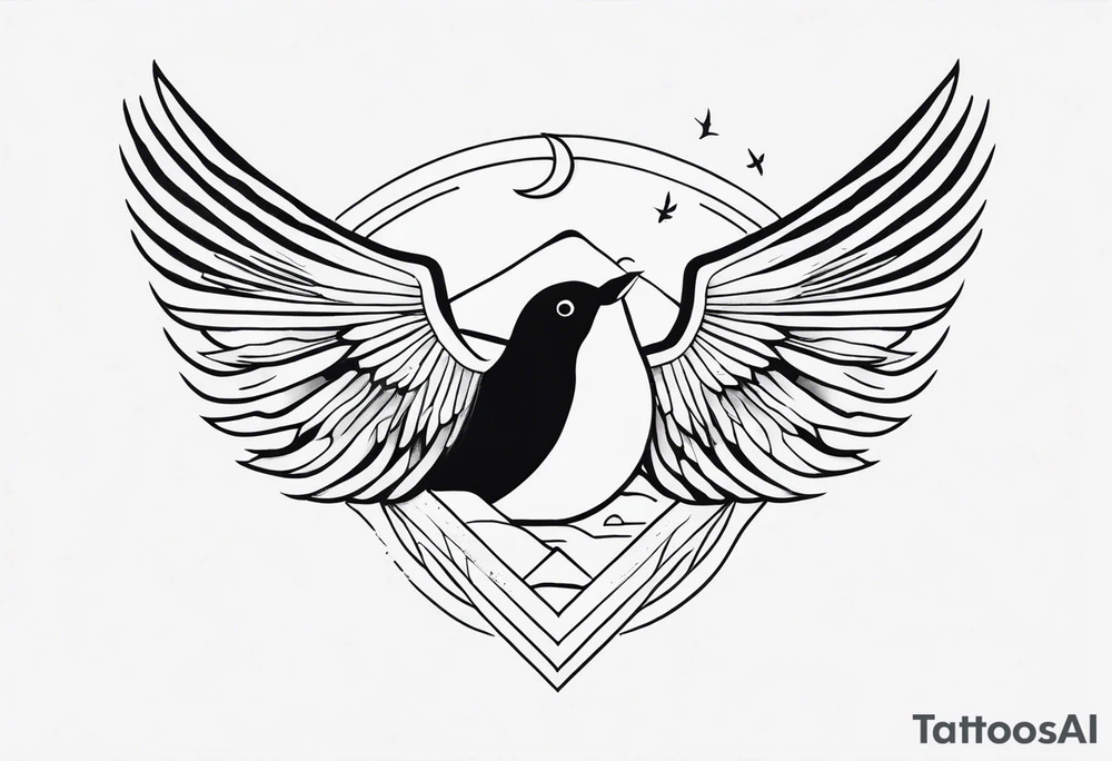 travel tattoo with bird elements tattoo idea