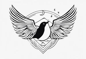 travel tattoo with bird elements tattoo idea