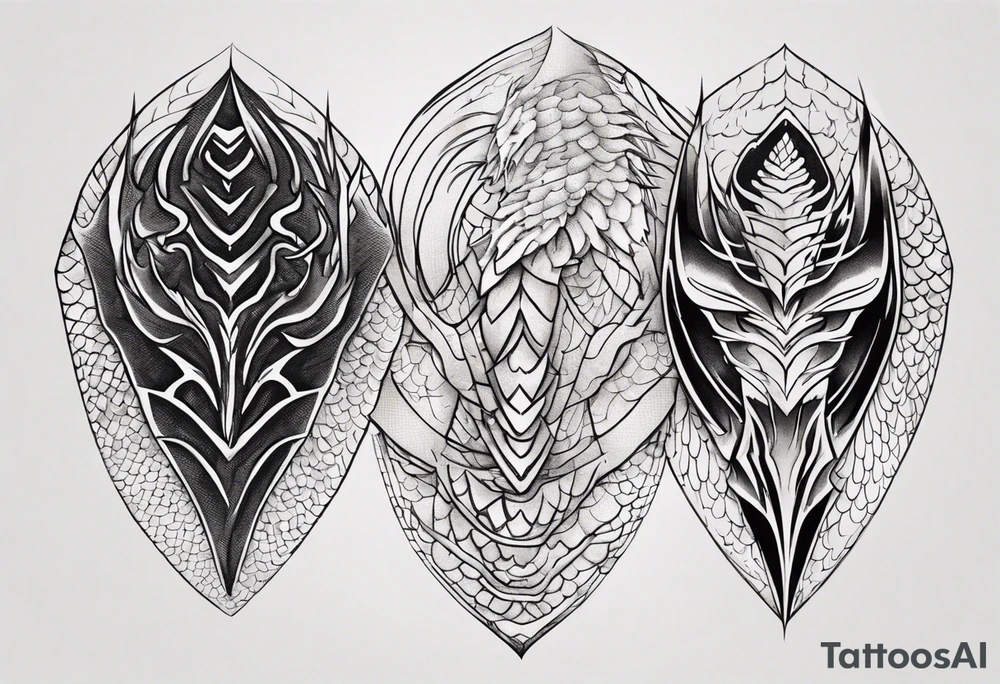 Dragon scale armor symmetrical tattoo idea