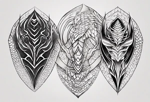 Dragon scale armor symmetrical tattoo idea