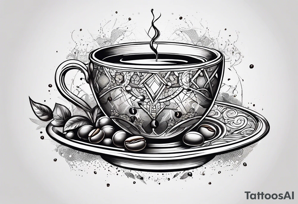 caffeine molecule with coffee tattoo idea