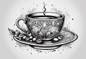 caffeine molecule with coffee tattoo idea