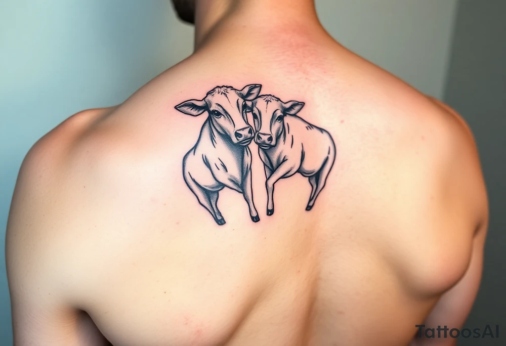 2 mini cows twisted together showing eternity love tattoo idea
