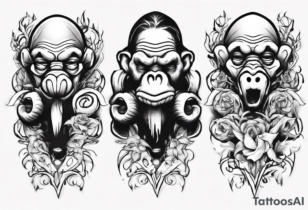 see no, hear no, speak no evil tattoo idea