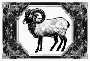 Aries geometric ram with constellation tattoo idea
