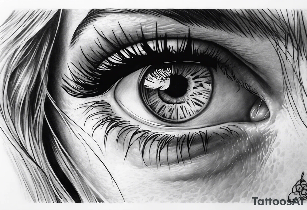 dead girl with eye reflection tattoo idea