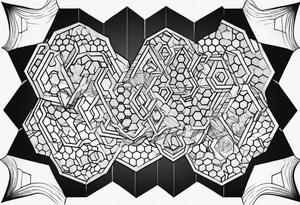heart made of hexagons with black borders tattoo idea