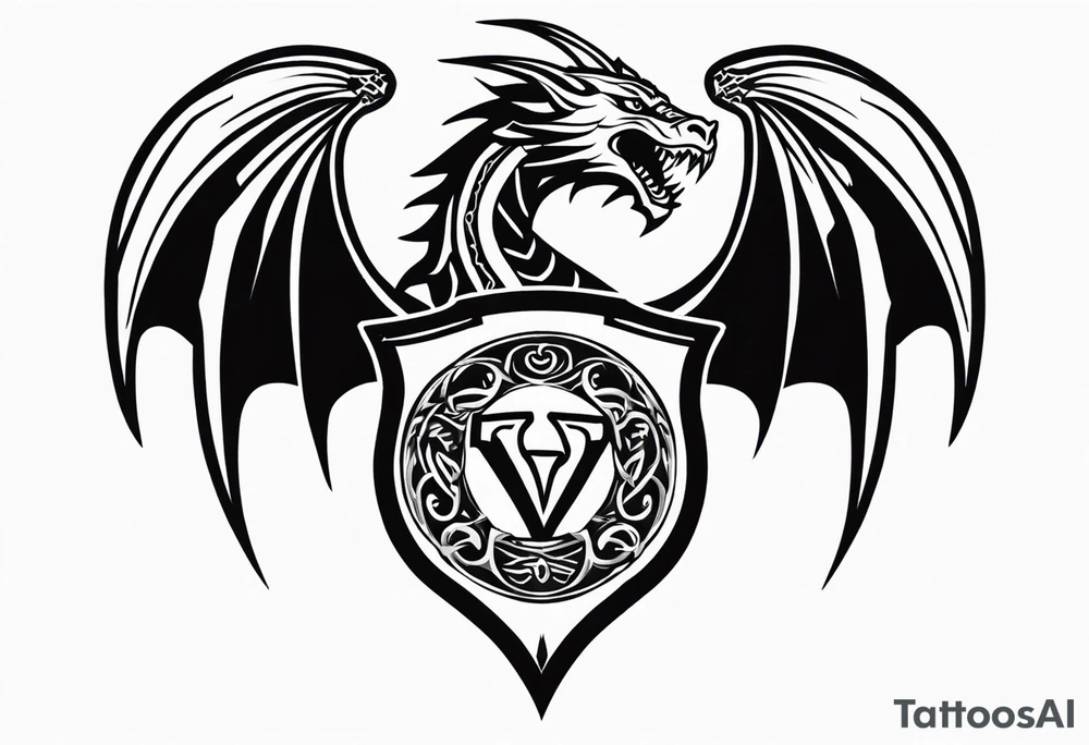 Valhalla sword shield dragon axe tattoo idea