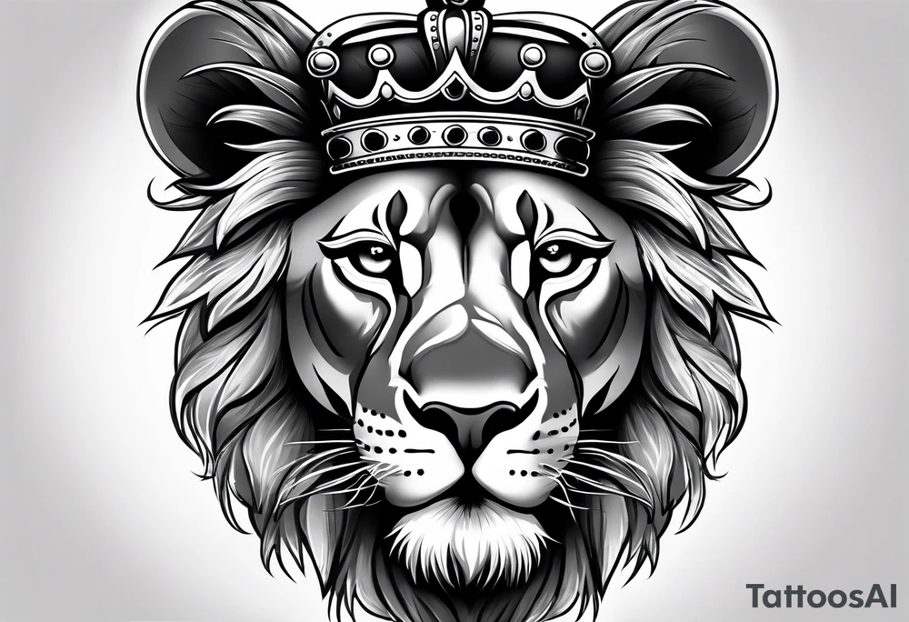 Lion cub with crown tattoo idea