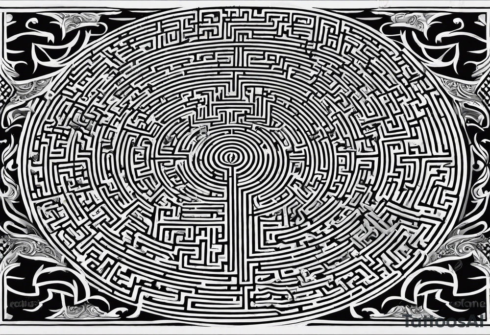 a labyrinth made out of a tree. There is no way to get to the center of the maze. The maze should be made out of branches tattoo idea