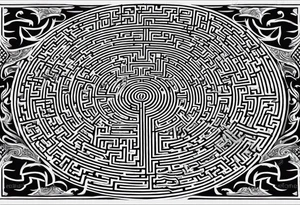 a labyrinth made out of a tree. There is no way to get to the center of the maze. The maze should be made out of branches tattoo idea