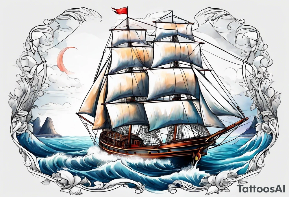 Sail boat tattoo idea