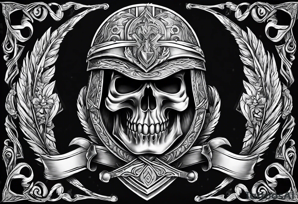 Valhalla sword shield axe tattoo idea