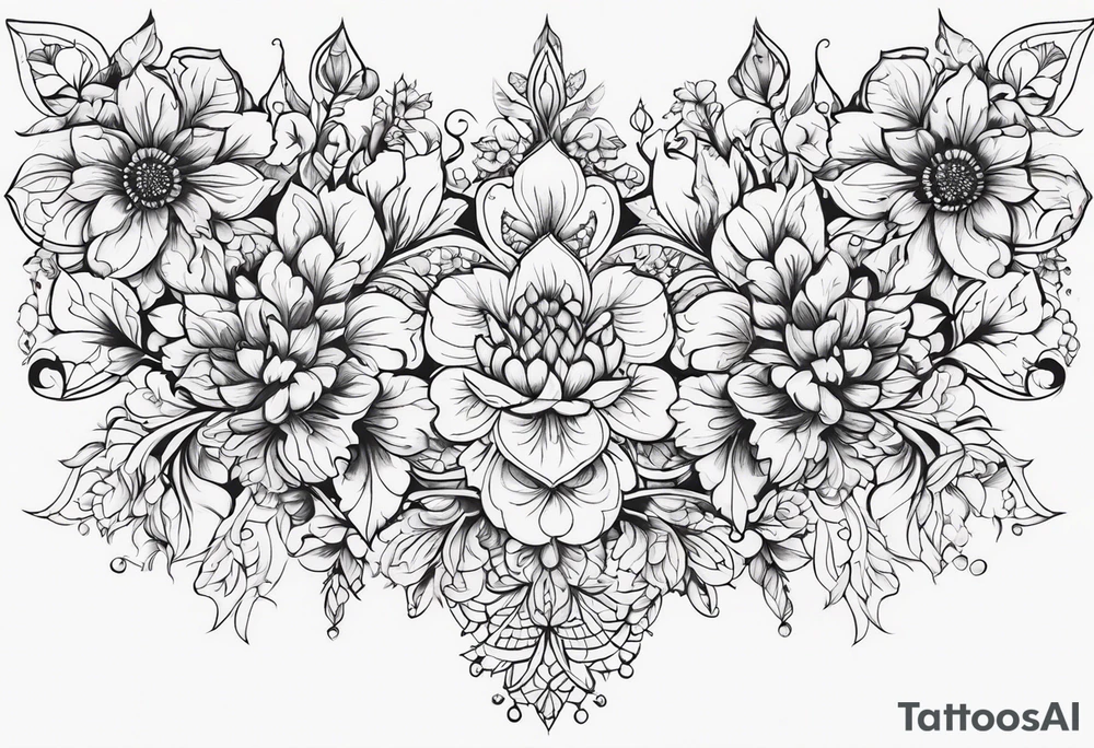 ornaments of flowers tattoo idea