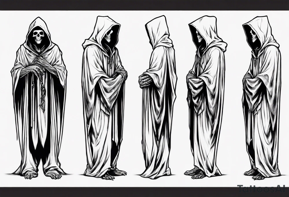 side view, hooded reaper upper body, no skull tattoo idea side view, hooded reaper upper body, no skull tattoo idea