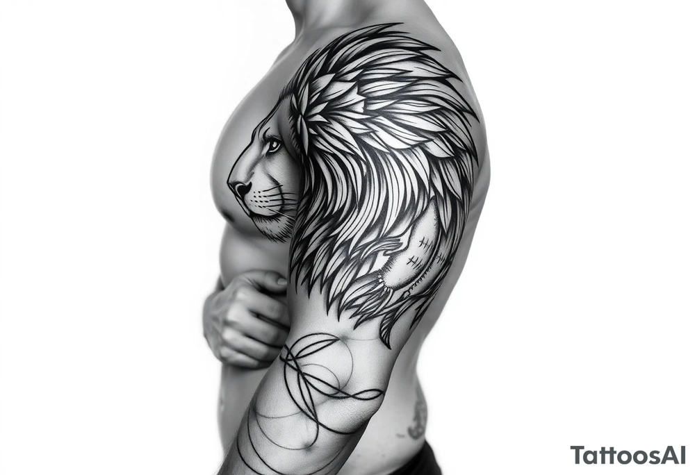 combined fierce leo and pisces tattoo idea