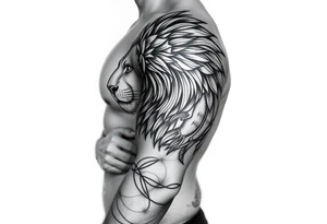 combined fierce leo and pisces tattoo idea