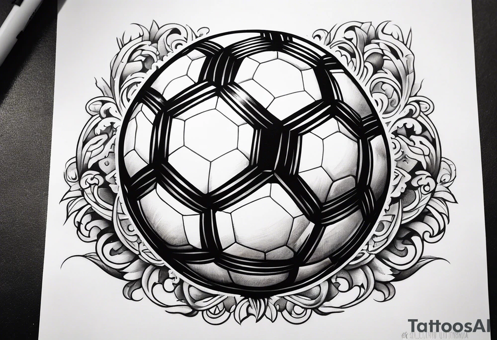 Soccer ball with the world is yours hovering tattoo idea