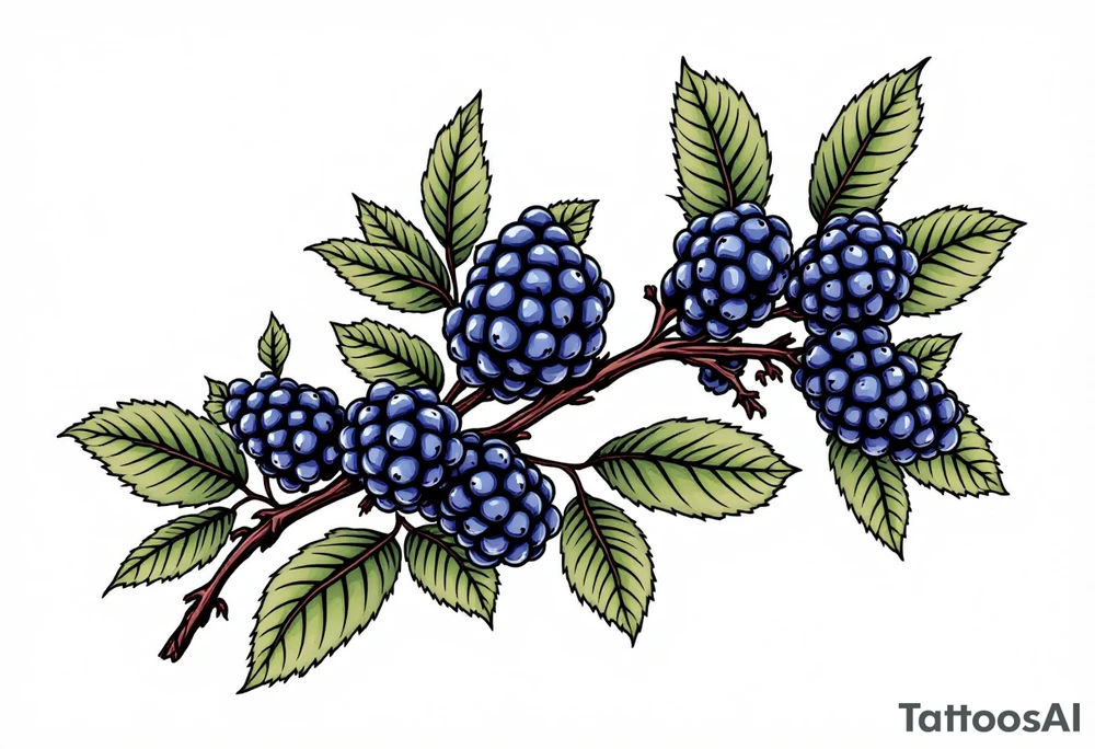 American traditional style Blackberry branch to wrap around an arm tattoo idea